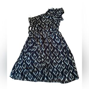 Lane Bryant size 14 Navy and White One-Shoulder Patterned Dress